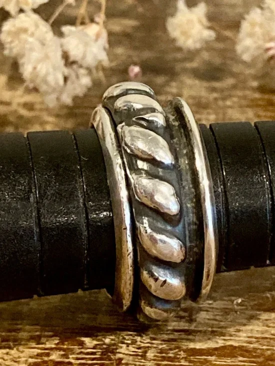 Sterling Silver 925 Mexico Rope Spinner Ring Size 7 - Picture 15 of 15